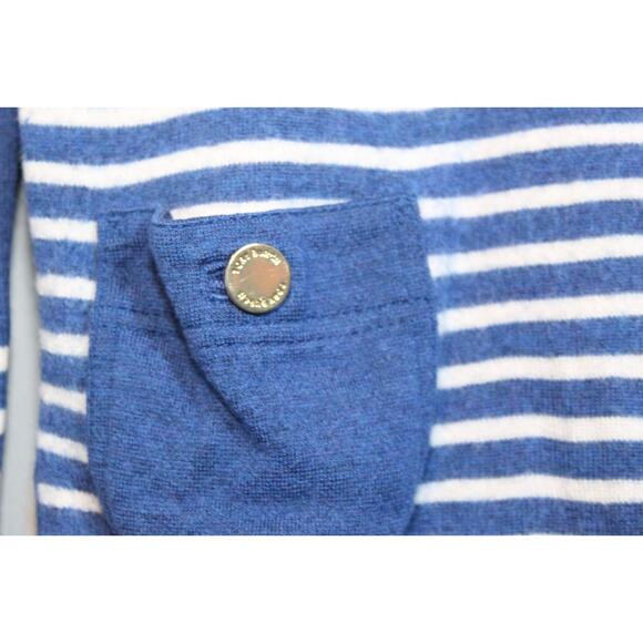 Tory Burch Odessa Merino Wool V-Neck Striped Wool Sweater Blue Small? H12151 - Picture 10 of 16
